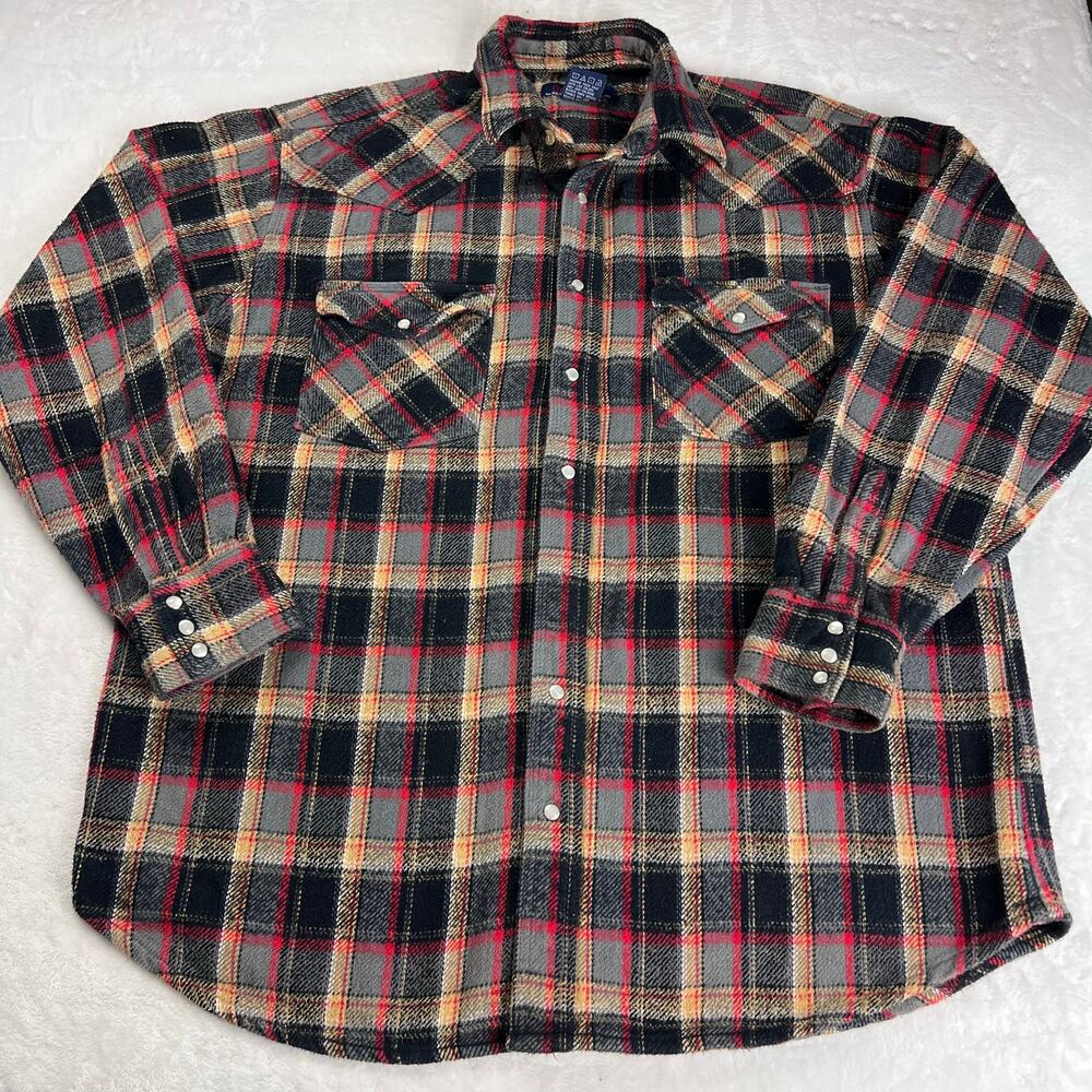 Five Brother Chamois Pearl Snap flannel Shirt men’s size XLT plaid black red